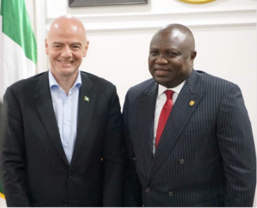 Photos: FIFA President, Gianni Infantino pays courtesy visit to Governor Ambode at the State House, Ikeja