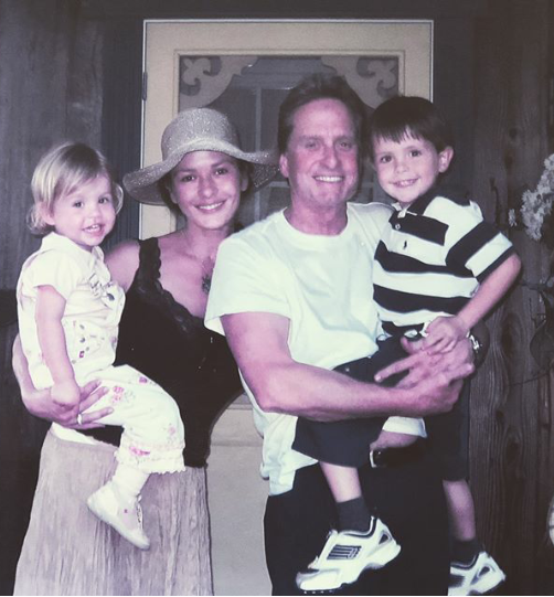 Catherine Zeta Jones and her husband Michael Douglas recreate old photo with their kids