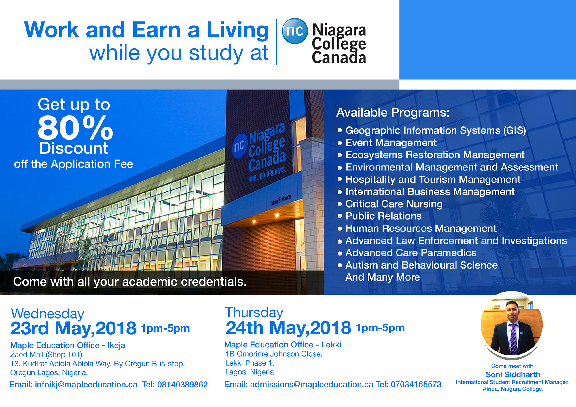 Work and earn a living while you study at Niagara College Canada