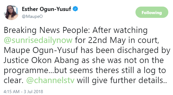 Olisa Metuh: Court discharge Channels TV presenter, Maupe Ogun