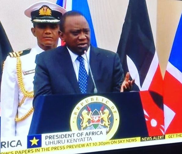 Sky News goofs as it describes Kenyan president Uhuru Kenyatta as 'President of Africa'