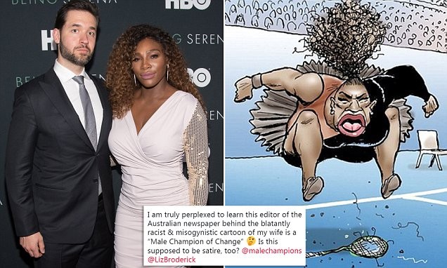 It's ‘Blatantly racist and misogynistic’: Serena Williams’ husband breaks his silence over the controversial Australian cartoon of the tennis star