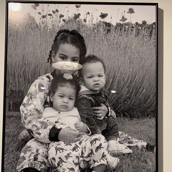 Beyonce's daughter Blue Ivy poses with her twin siblings