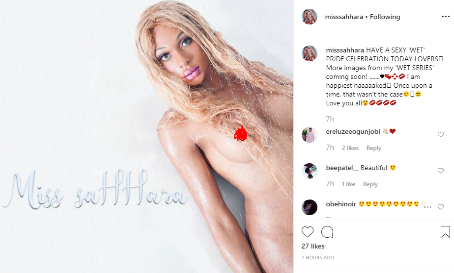 Nigerian transgender Miss Sahhara shares a nude photo lindaikejisblog 1
