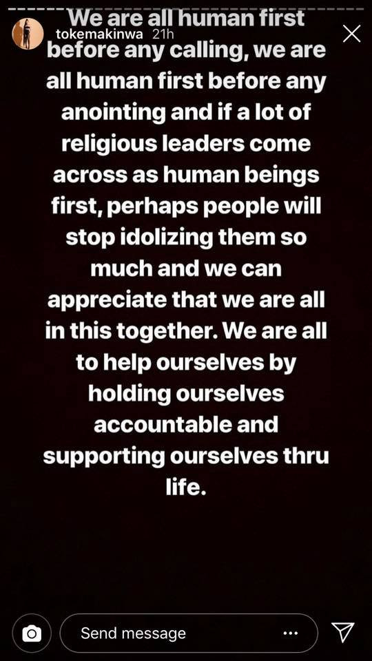 We are humans first before the anointing, Toke Makinwa says as she supports Pastor Adeboye on comment about Pastor Fatoyinbo lindaikejisblog 3