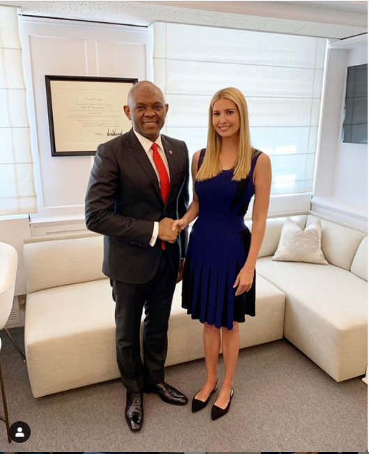 Nigerian Billionaire businessman, Tony Elumelu meets with Ivanka Trump at the White House