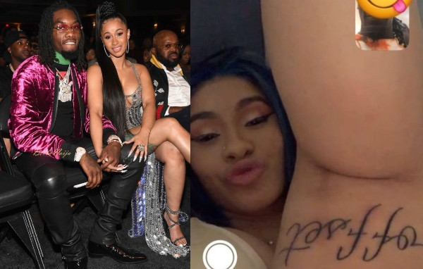 Cardi B tattoos Offset's name on her leg lindaikejisblog