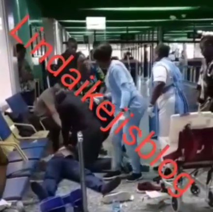 Doctors thrown into confusion as man collapses at Murtala Mohammed International Airport (video)