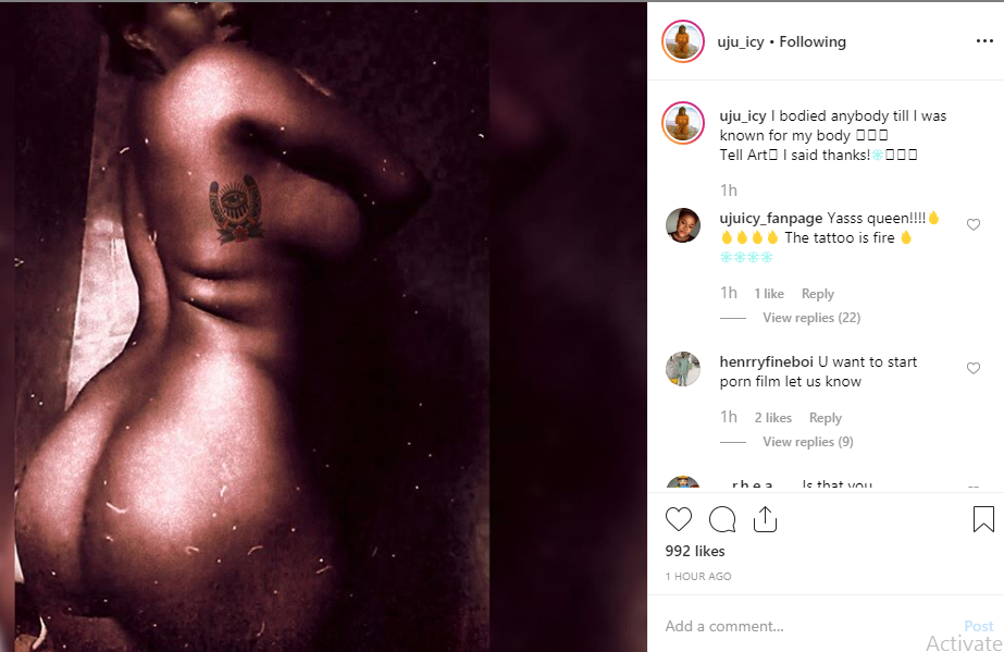 Nigerian Instagram model Uju Icy goes completely naked lindaikejisblog 1