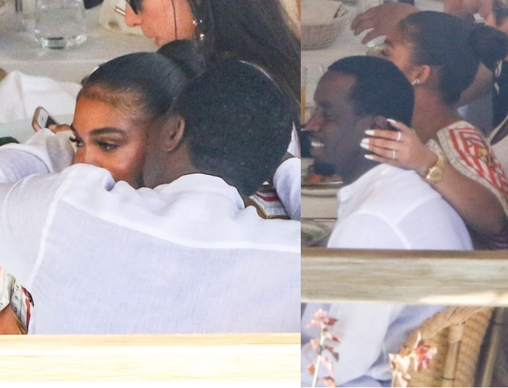 Diddy, 49, and rumored girlfriend Lori Harvey, 22, pack on the PDA during outing with her family. (Photos)