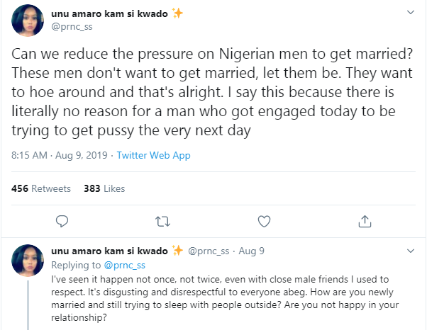 Nigerian 'Activist' wants people to reduce pressure on men to get married