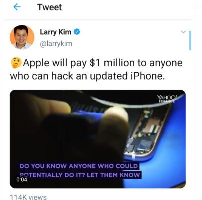 Apple offers to pay $1million to anyone who can hack an updated iPhone