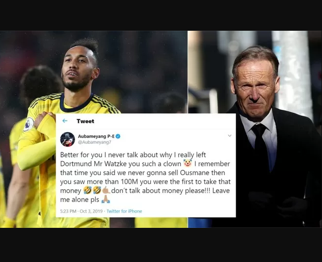 Pierre-Emerick Aubameyang blasts Dortmund's CEO for saying he left the club for money
