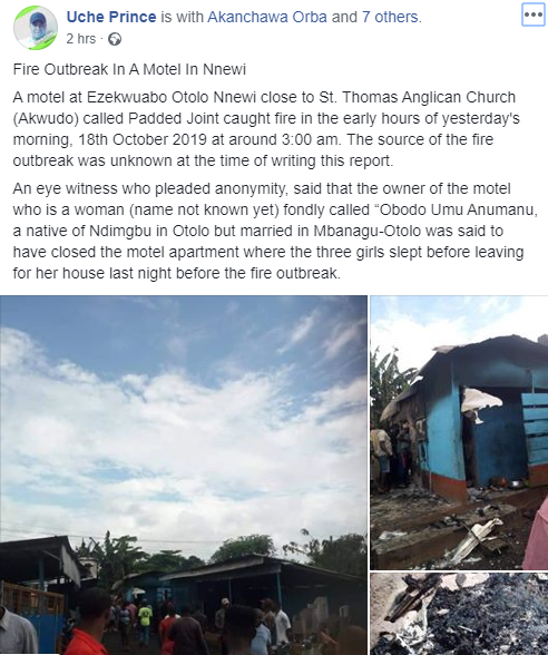 Three killed in Anambra motel fire lindaikejisblog 1