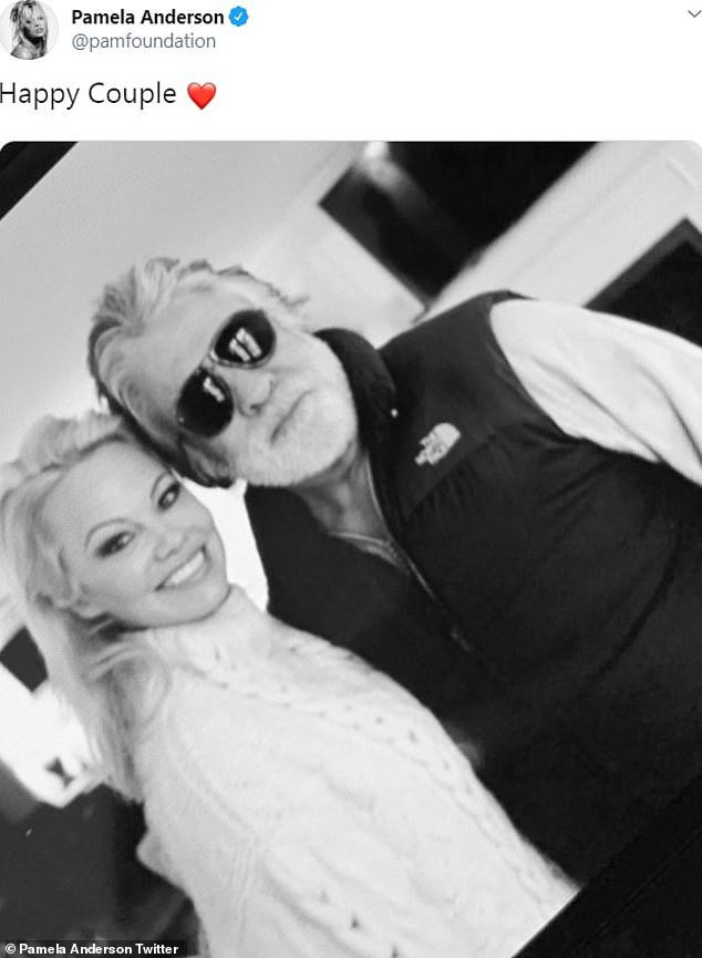 Pamela Anderson, 52, shares first photo with movie mogul husband Jon Peters, 74, after their secret wedding
