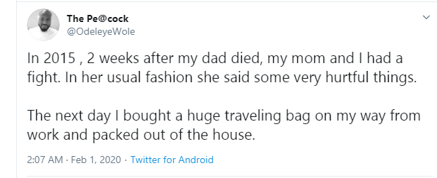 Twitter user recounts how he walked away from his mother, 2 weeks after his father's death lindaikejisblog 1