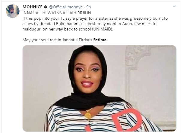 UNIMAID student burnt to death by Boko Haram lindaikejisblog 1