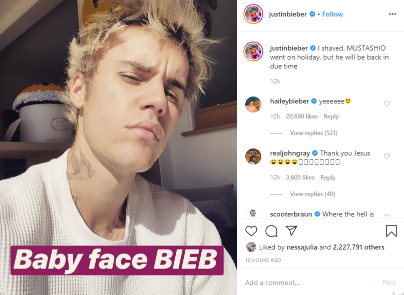 Justin Bieber shaves his mustache after fans begged him, his wife Hailey Baldwin happily reacts lindaikejisblog 1