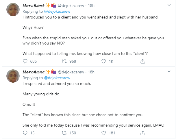 Twitter user calls out vendor who slept with husband of client she introduced her to lindaikejisblog 2