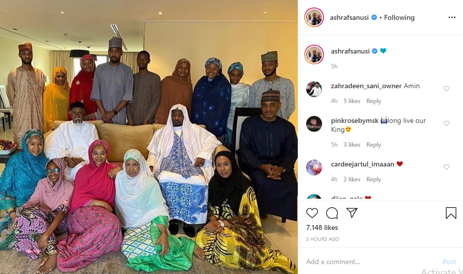 Sanusi's son, Ashraf shares family portrait after father's dethronement lindaikejisblog 1