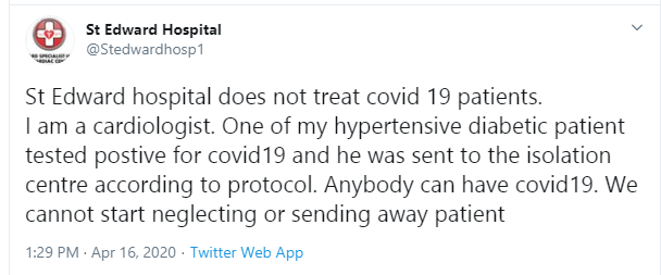 All those who recently visited St. Edwards hospital in Lagos advised to self-isolate lindaikejisblog 1