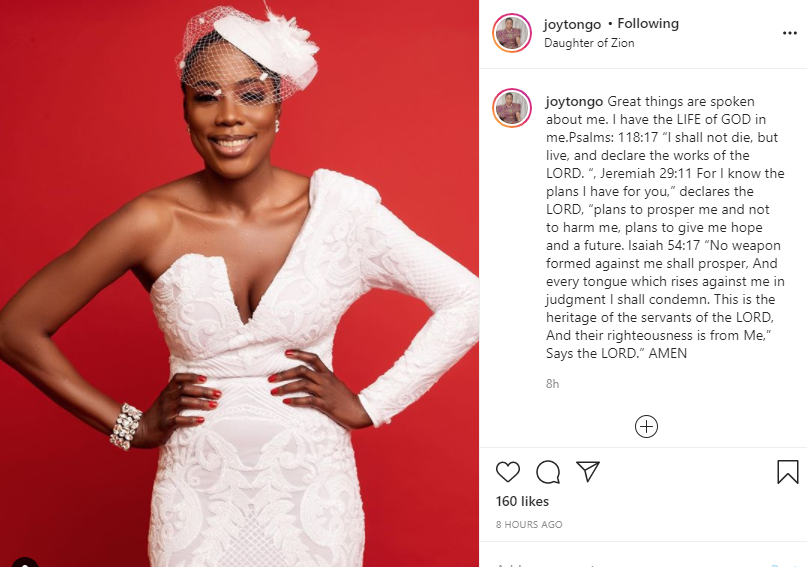 I shall not die but live - Joy Tongo reacts after Cynthia Morgan attached 'RIP' to her photo lindaikejisblog 1