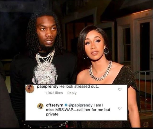 Rapper, Offset says he's stressed and misses Cardi B amid their divorce