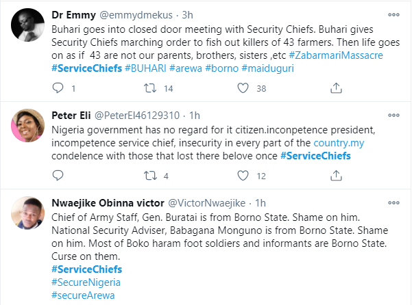 #ServiceChiefs trend as Nigerians react to killing of 43 farmers in Borno by Boko Haram terrorists lindaikejisblog 4