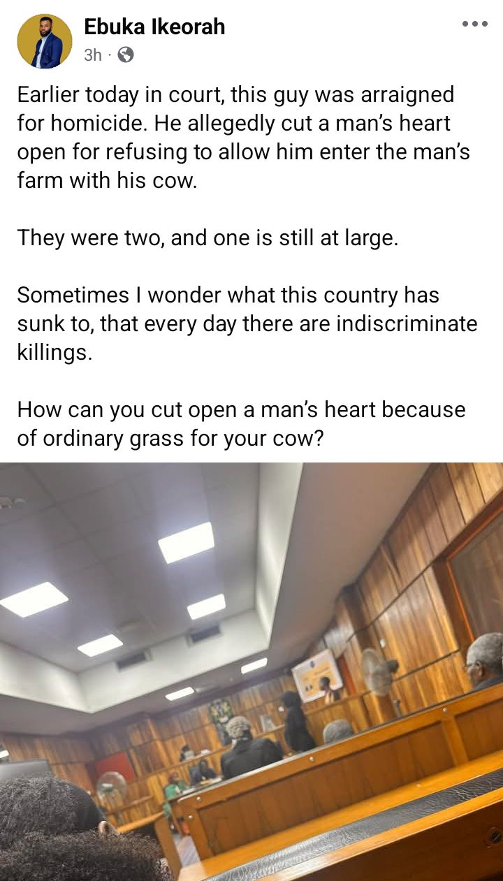 Herder allegedly k!lls man, cuts his heart open for trying to stop him from grazing on his farm