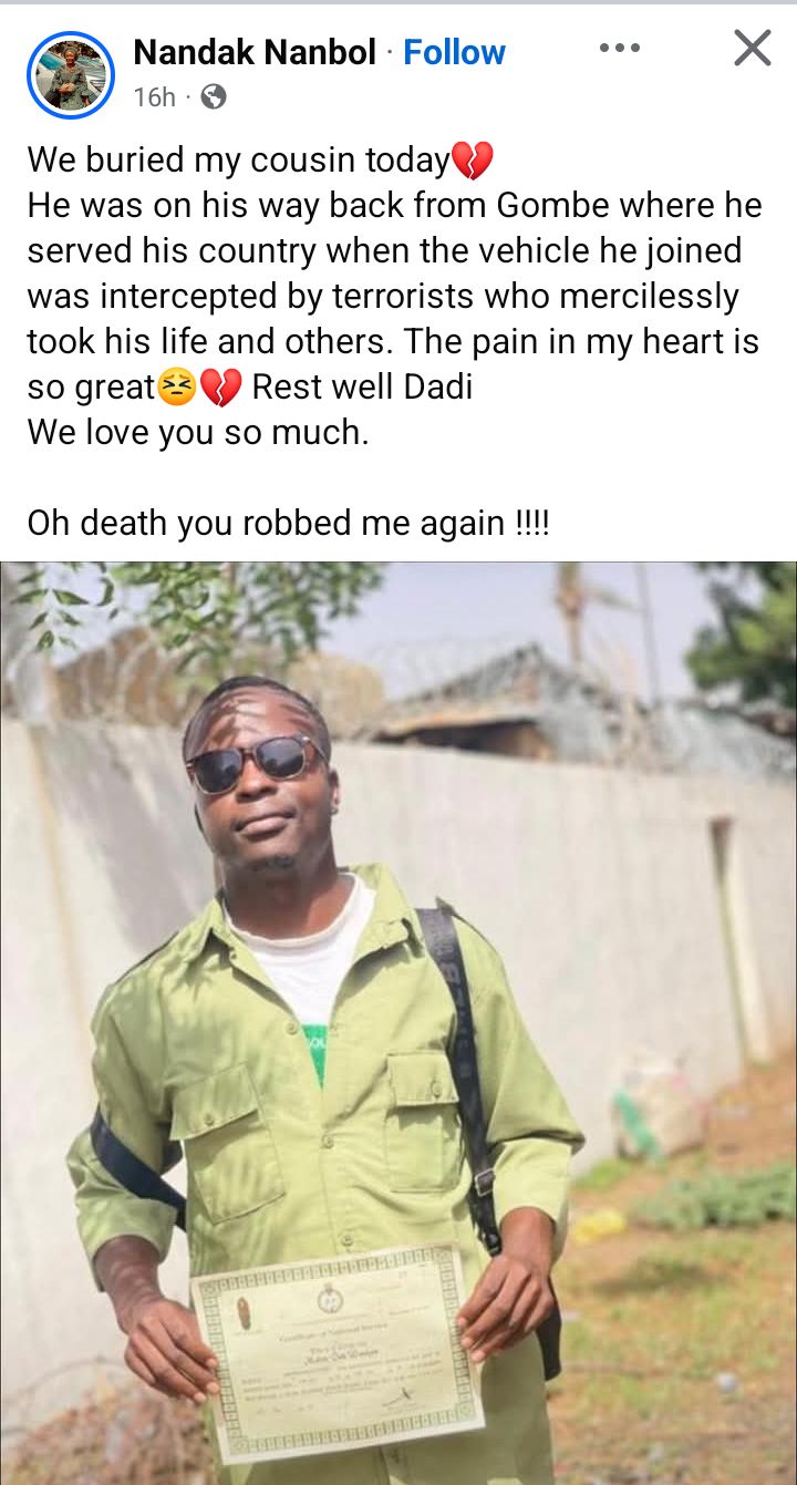 Ex-corps member reportedly k!lled by terrorists after Passing Out Parade