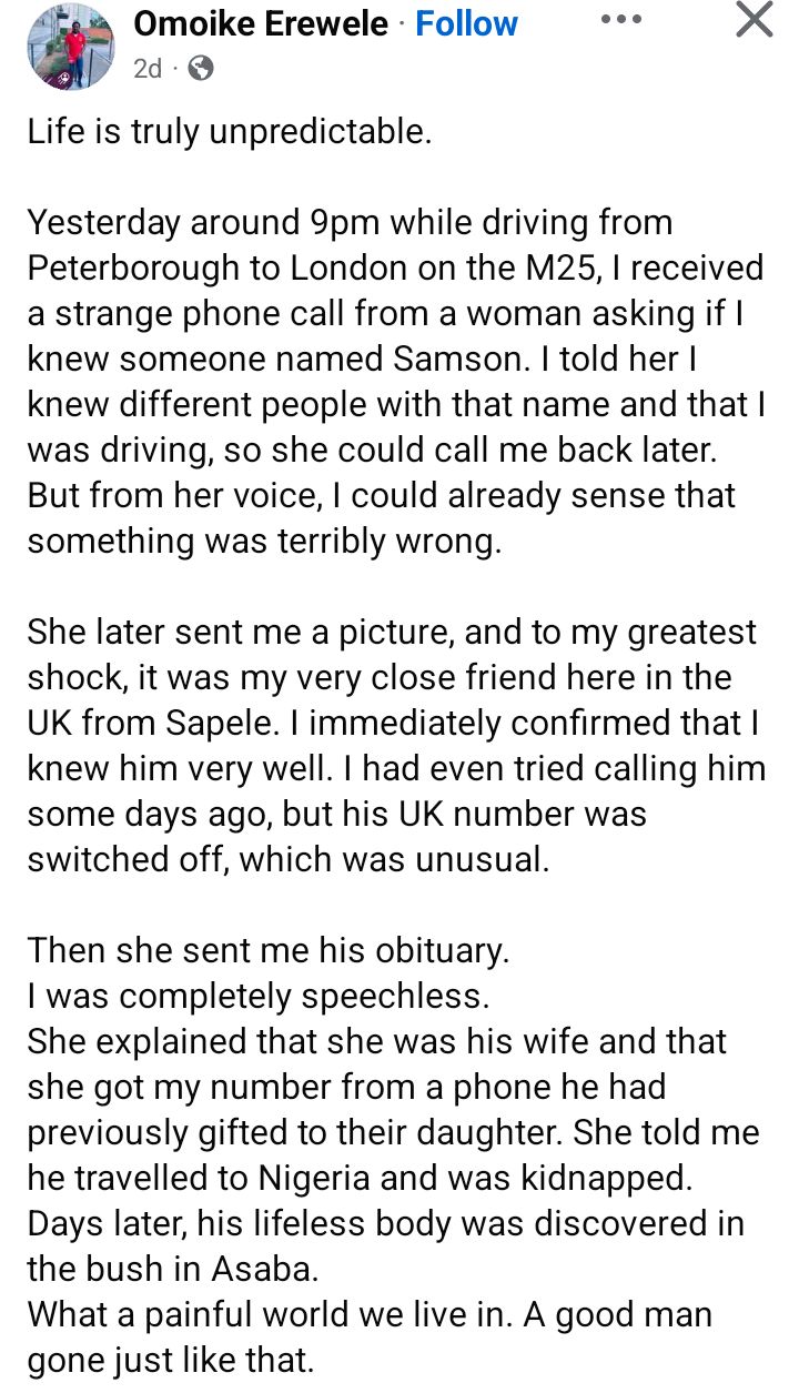 UK returnee kidnapped and k!lled in Delta