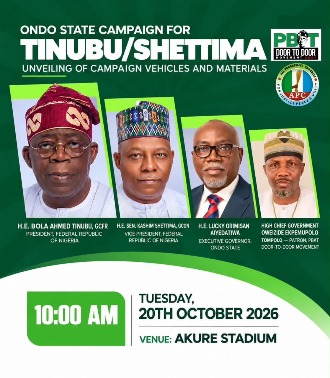 Tompolo’s PBAT Movement Takes 2027 Campaign Drive To Ondo, Gombe Same Day