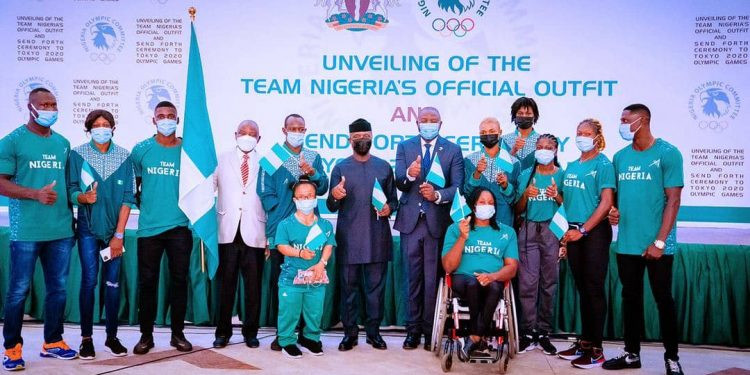 VP Osinbajo unveils team Nigeria’s official outfit to Tokyo Olympics, sends forth athletes (photos)