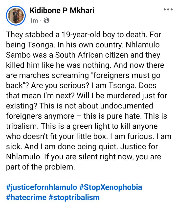 South African teenager st@bbed to d3ath in xenophobic attack