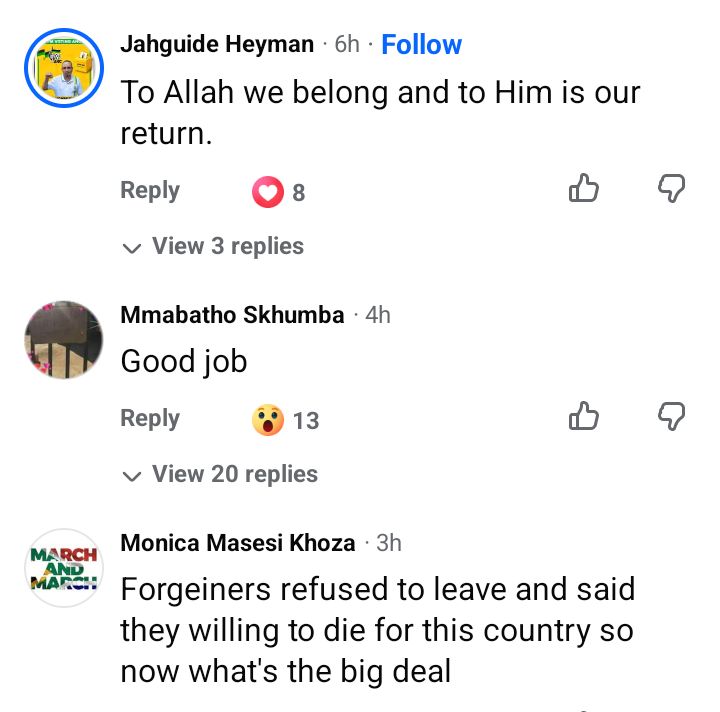 Five Mozambique nationals, Pakistani and Bangladeshi businessmen k!lled in ?xenophobic attacks? in South Africa