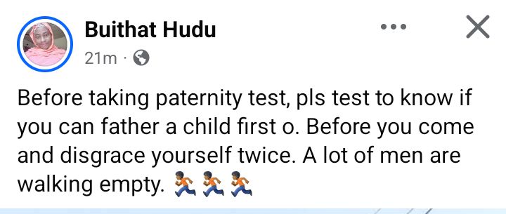 Before taking paternity test, please test to know if you can father a child first  - Nigerian woman tells men