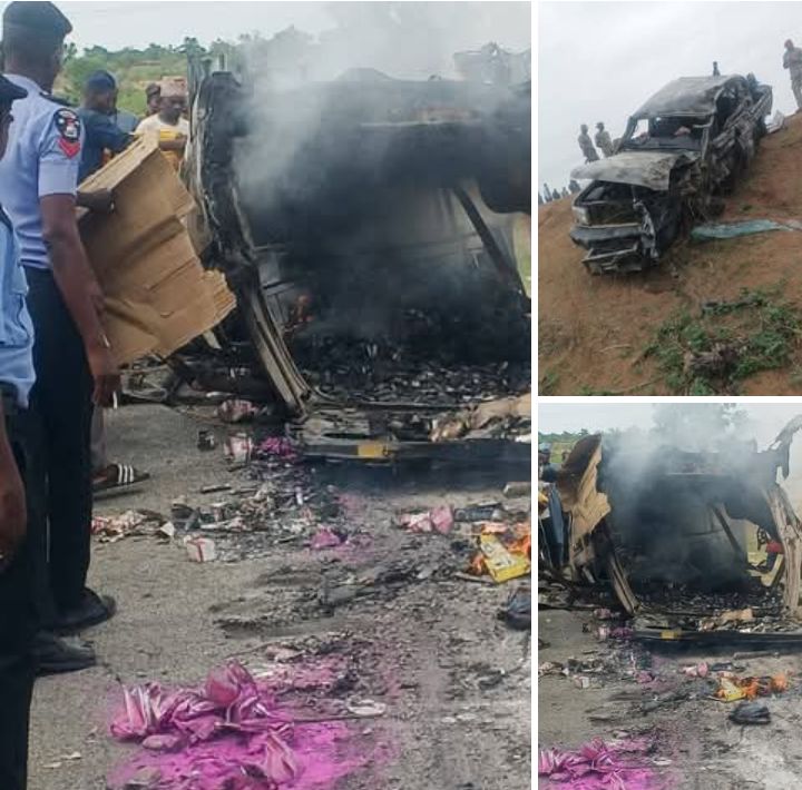 Four corps members and soldier burnt to d3ath in Adamawa auto crash