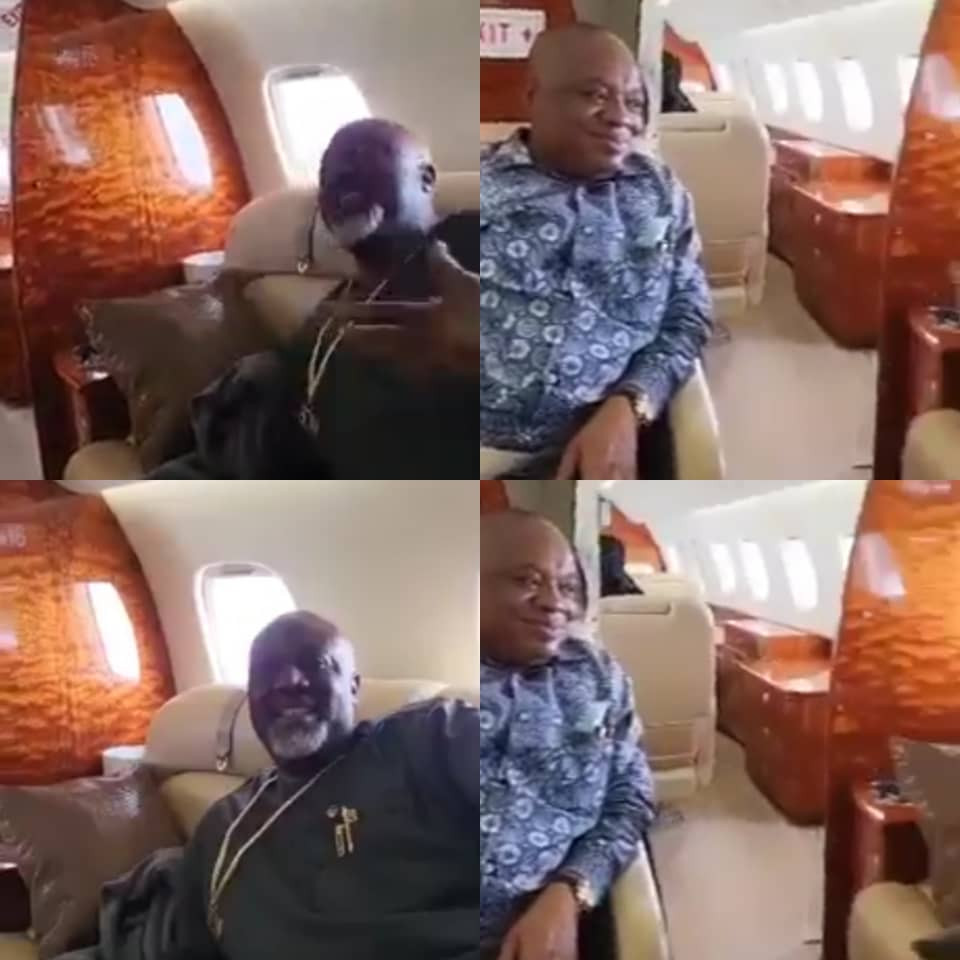 Poverty is a bastard. I rebuke you in the name of Jesus"- Dino Melaye says as he flies private jet with Orji Uzor Kalu (video)
