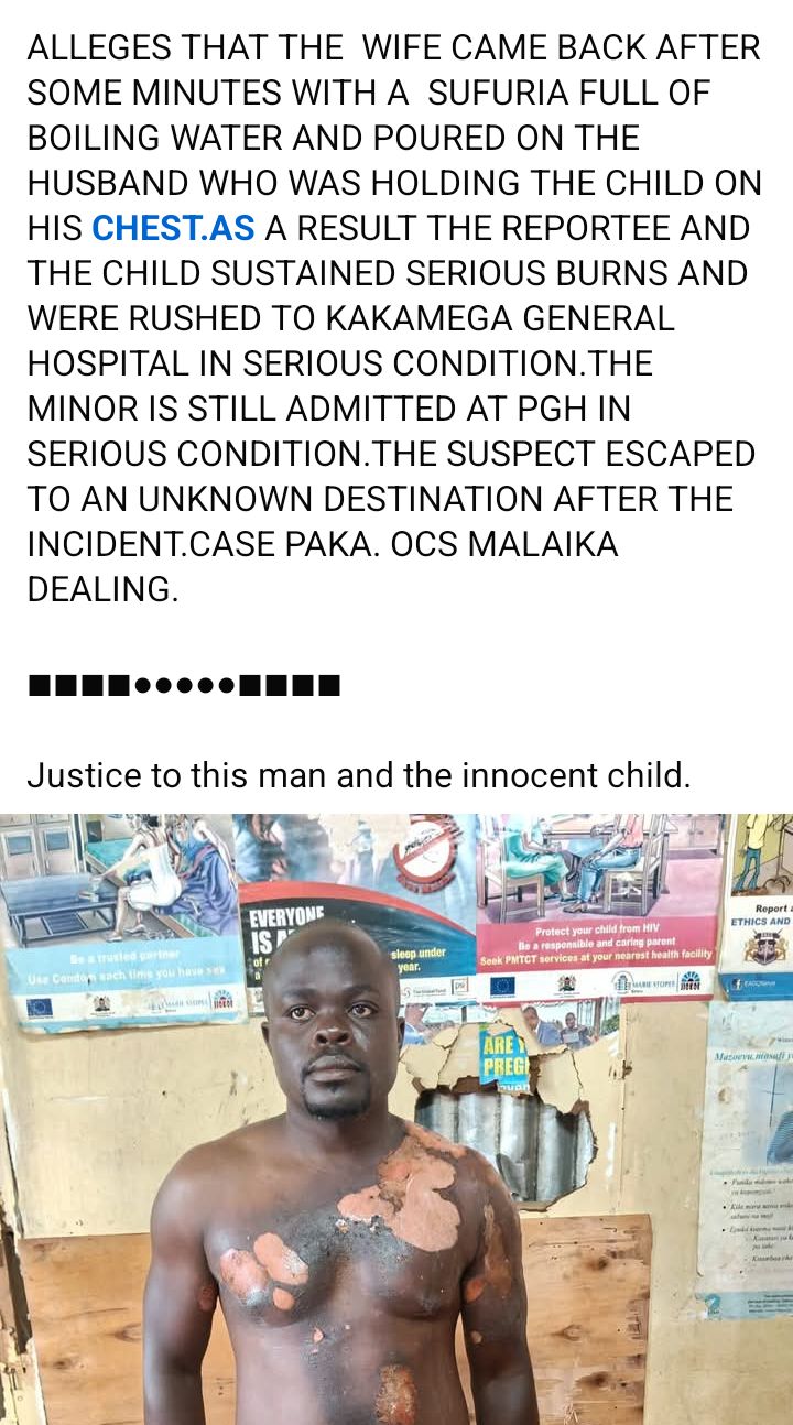 Kenyan woman attacks her husband with boiling water after he introduced his second wife