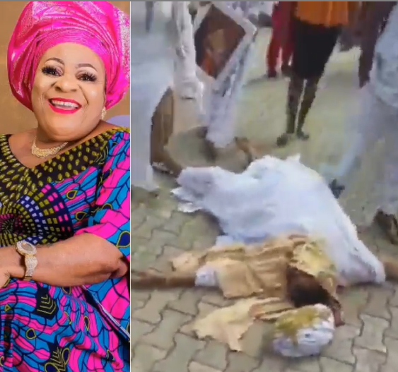 Actress Nkechi Sunday Blessing passes out at her mum's funeral (videos)
