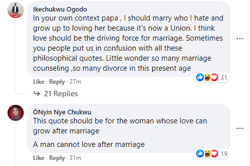 Opinions differ after clergyman Kingsley Okonkwo said ''Nowhere does the Bible say Marry Who You Love''