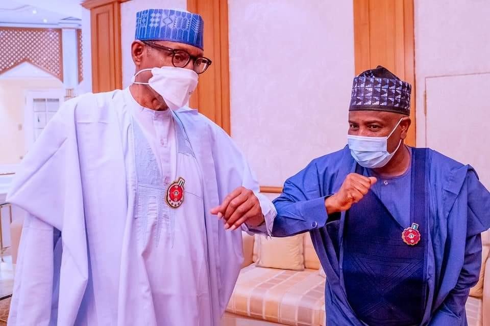 Heartless criminals and bandits will be smoked out - President Buhari says as Sokoto state gov, Aminu Tambuwal, visits him