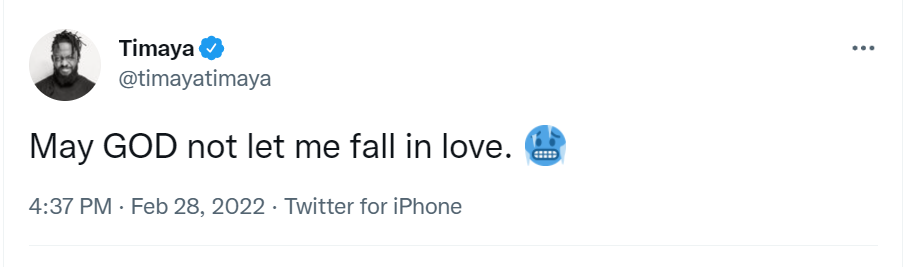 May God not let me fall in love - Timaya