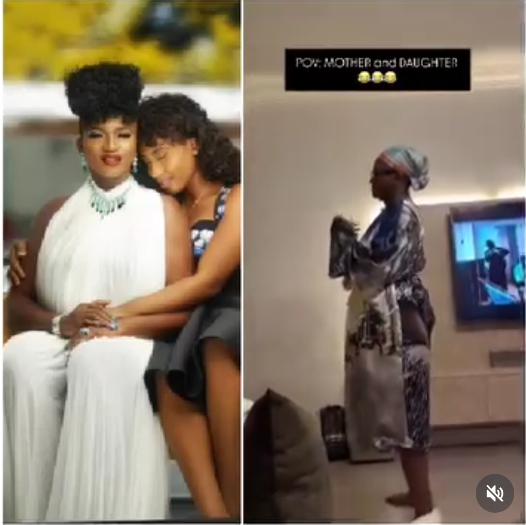 Singer Waje and her daughter playfully wrestle and banter each other (video)