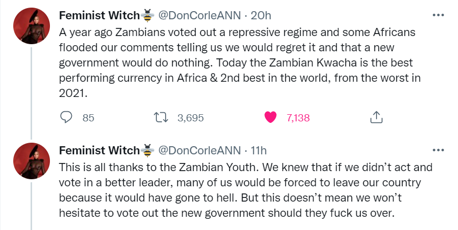 Zambian lady narrates how youths turned around the fortune of their country for good by voting out a 'repressive regime'