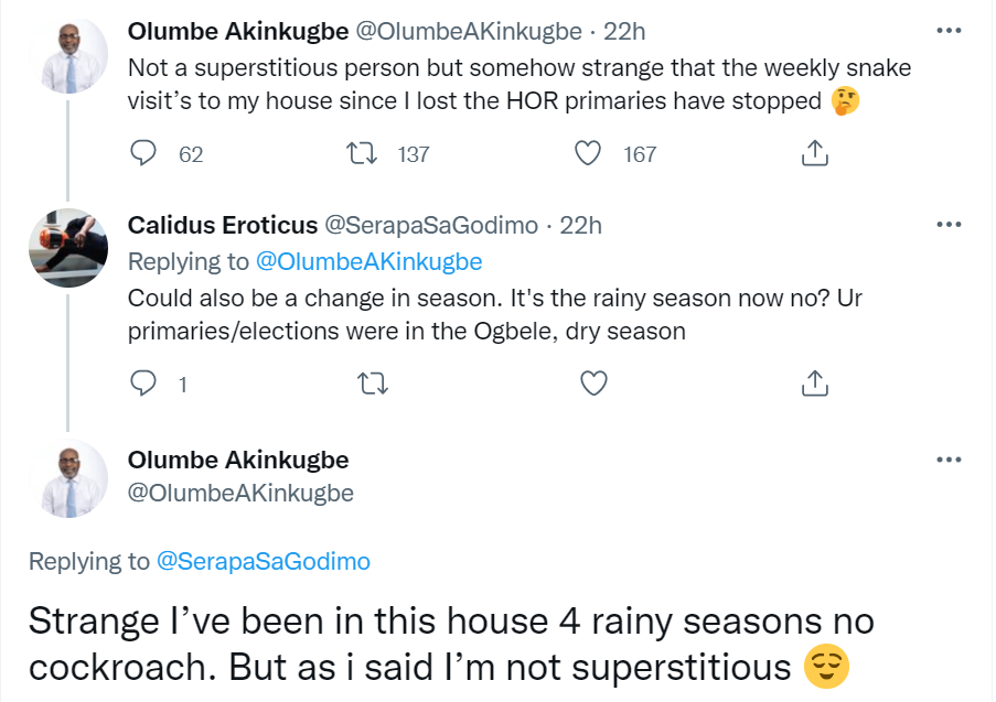 Nigerian politician recounts how he used to be visited by snakes before losing the House of Reps primaries