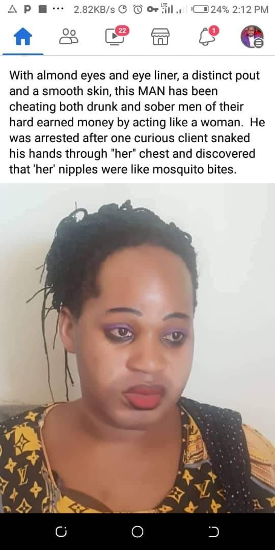 Man arrested for masquerading as a woman and stealing from unsuspecting men