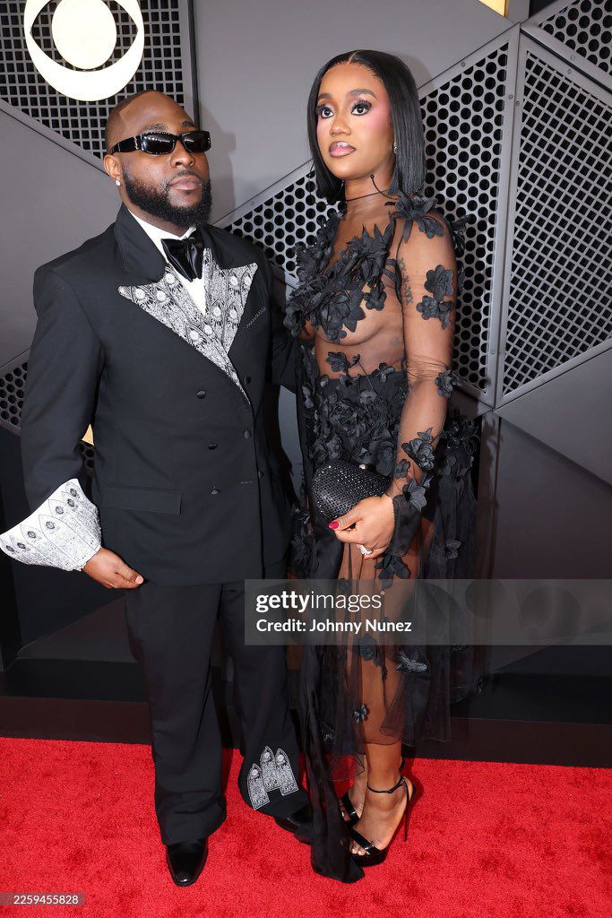 Davido and Chioma stun as they pose together for red carpet photos at the #Grammys