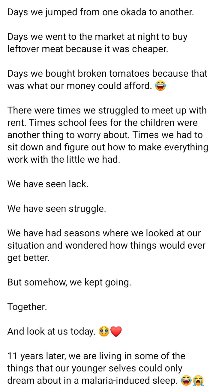 I married a broke guy. It was one of the best decisions of my life - Nigerian woman says as she celebrates 11th wedding anniversary
