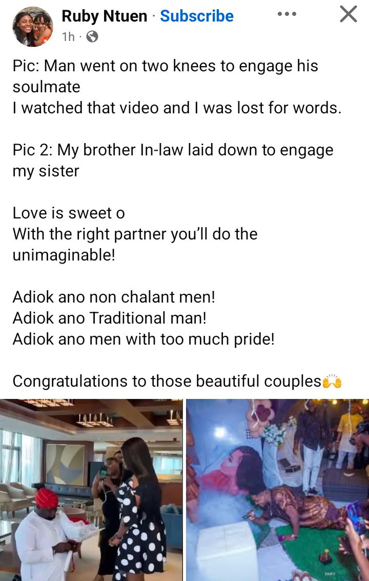 "Love is sweet" - Woman writes as she shares photo of her sister’s boyfriend lying on the floor to propose